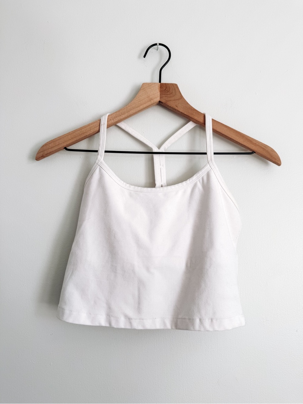 Beyond Yoga White Racerback Cropped Tank Built-In Bra M